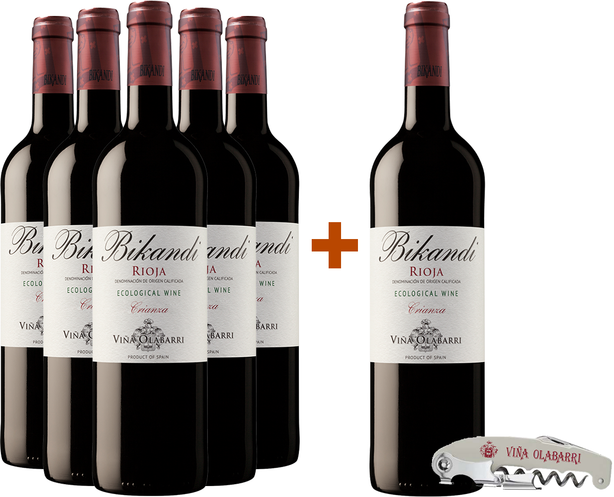 Pack descuento 5+1 Bikandi Crianza Ecológico Rioja DOCa (+ sacacorchos de regalo) BIO Pack descuento 5+1 Bikandi Crianza Ecológico Rioja DOCa (+ sacacorchos de regalo) BIO