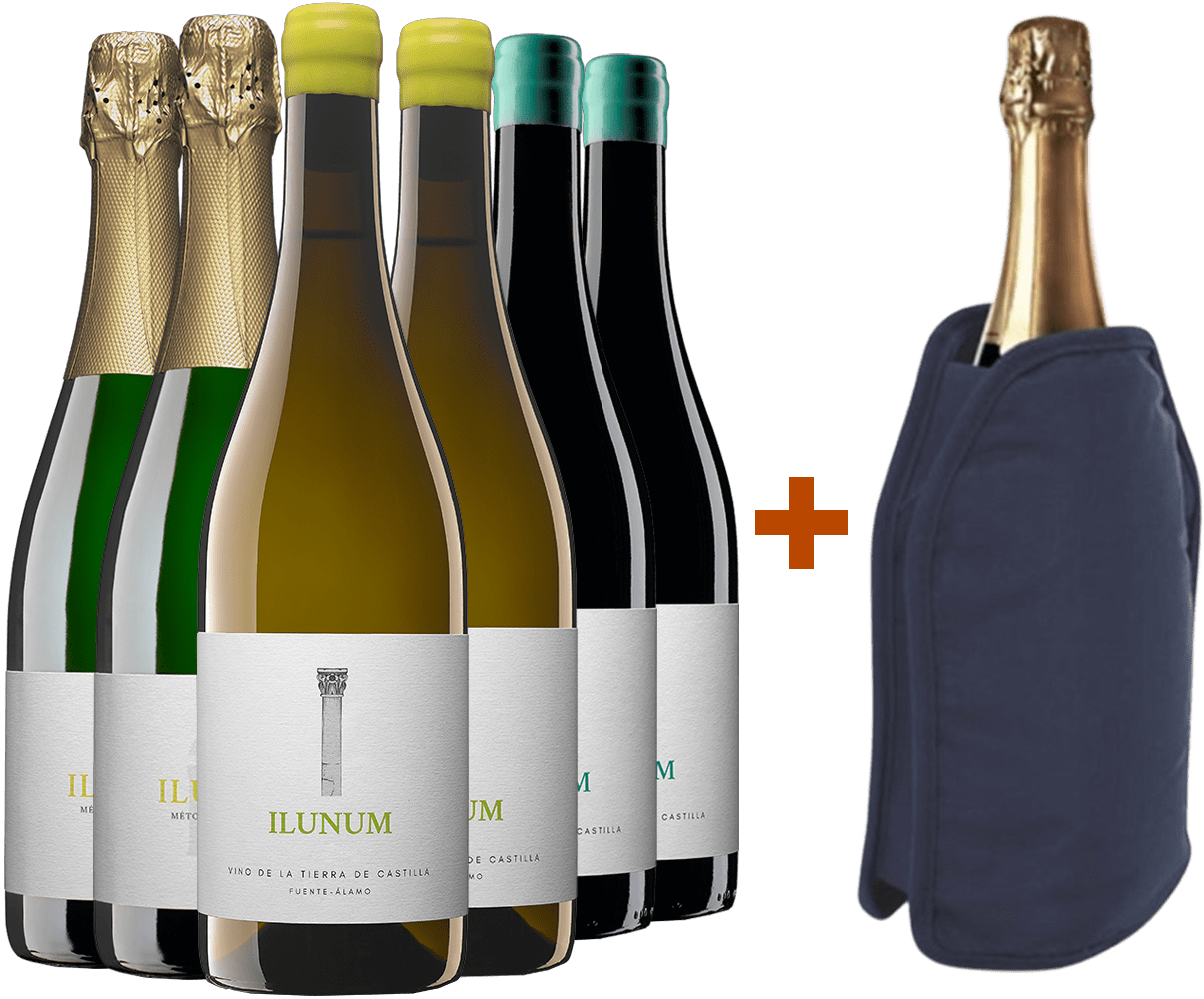 Pack descuento Ilunum Blanco, tinto y espumoso + (regalo funda enfriadora) Pack descuento Ilunum Blanco, tinto y espumoso + (regalo funda enfriadora)