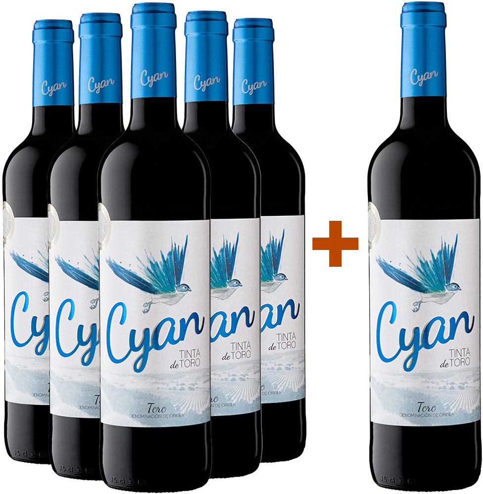 Pack descuento 5+1 2021 Cyan Roble ecológico Toro DO Pack descuento 5+1 2021 Cyan Roble ecológico Toro DO