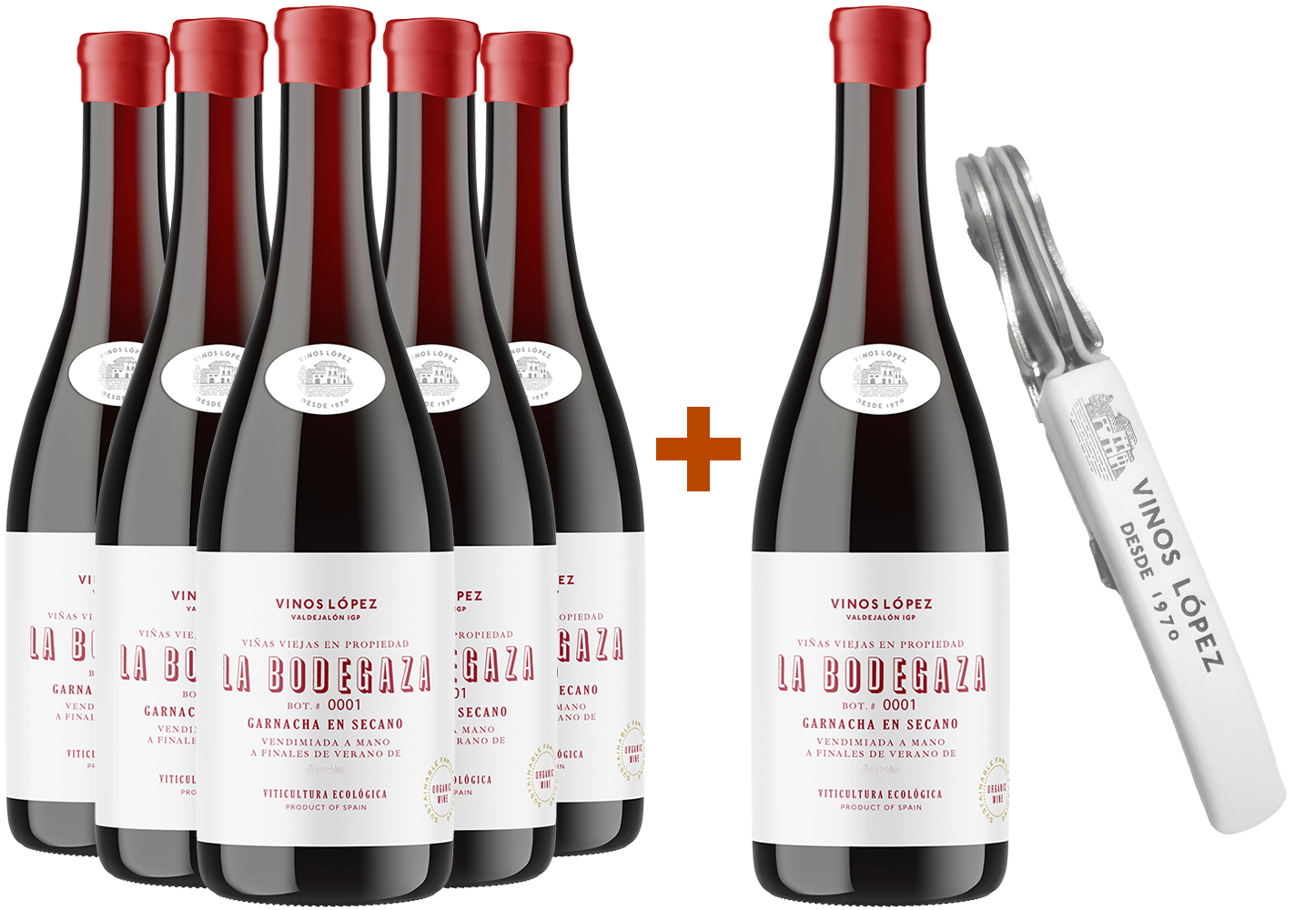 Pack descuento 5+1 La Bodegaza tinto Valdejalón IGP BIO (+ regalo sacacorchos) BIO Pack descuento 5+1 La Bodegaza tinto Valdejalón IGP BIO (+ regalo sacacorchos) BIO