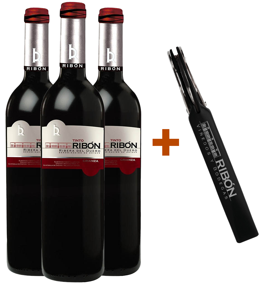 Pack Descuento Tinto Ribón Crianza Ribera del Duero DO (+ sacacorchos de regalo) Pack Descuento Tinto Ribón Crianza Ribera del Duero DO (+ sacacorchos de regalo)
